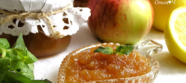 Яблочный джем с мятным сиропом (мультиварка)