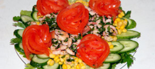 Салат с креветками Весенний букет