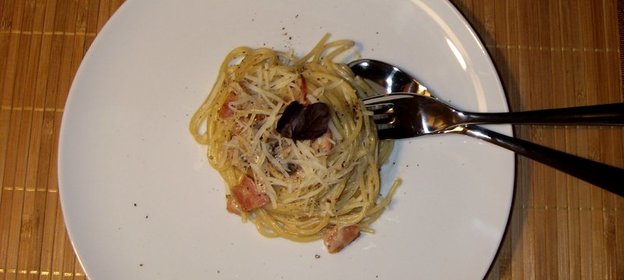 Карбонара с грибами и беконом