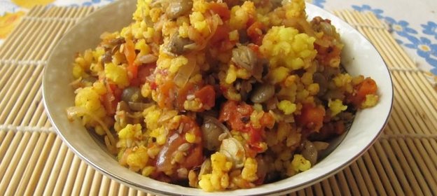 Запеканка из пшена с чечевицей