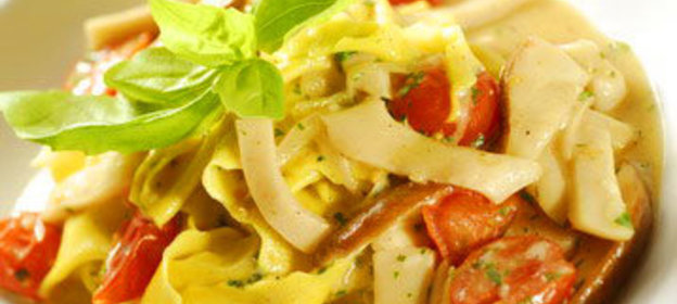 Паста «Папарделле» с белыми грибами