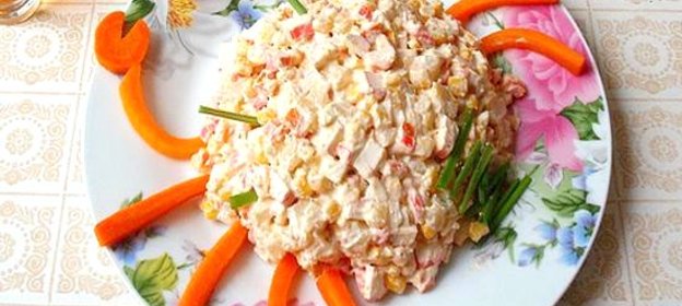 Салат с крабовыми палочками Весёлый краб
