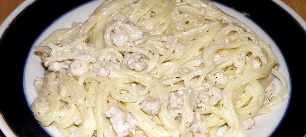 Макароны с куриным фаршем