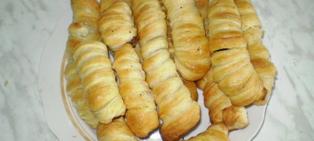 СЛОЁНЫЕ МЕШОЧКИ С ПЕРСИКОМ И ШОКОЛАДОМ