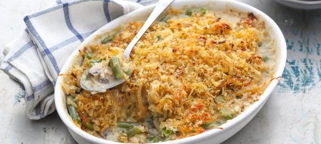 Запеканка из зеленой фасоли с грибами