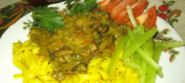Макароны с грибным соусом. Pasta di funghi