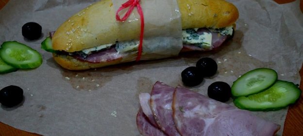 Сэндвич-багет по-французски с шампиньонами