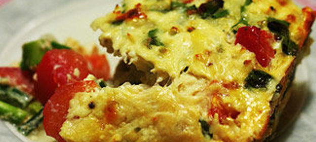 Рисовая запеканка с зеленым луком