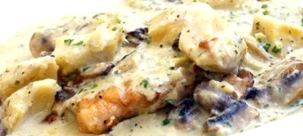 Фрикасе из курицы со сморчками