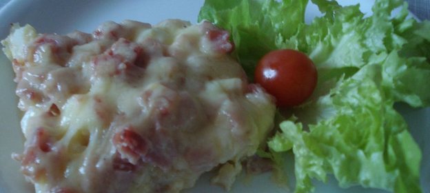 Запеканка из цветной капуста с ветчиной