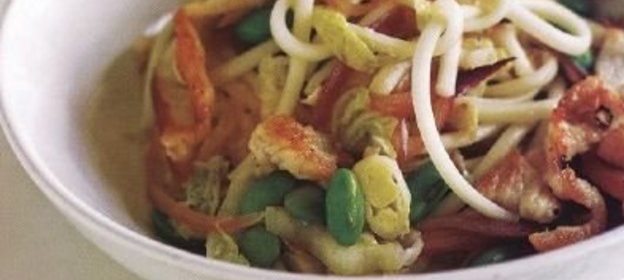 Спагетти с курятиной и зеленой фасолью