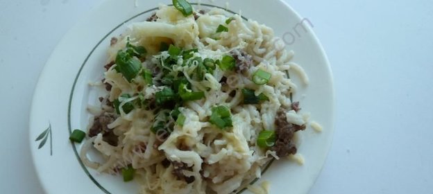 Макароны с цветной капустой и фаршем