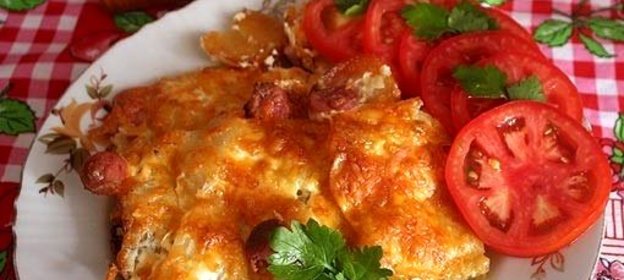 Запеканка с сосиской и картошкой