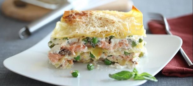 Быстрая лазанья с лососем