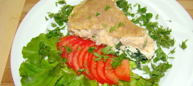 Запеканка со шпинатом и фаршем