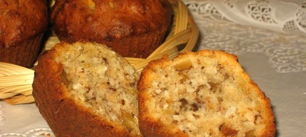 Бананово-кокосовые кексы с грецкими орехами