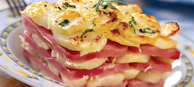 Картофельная запеканка с ветчиной