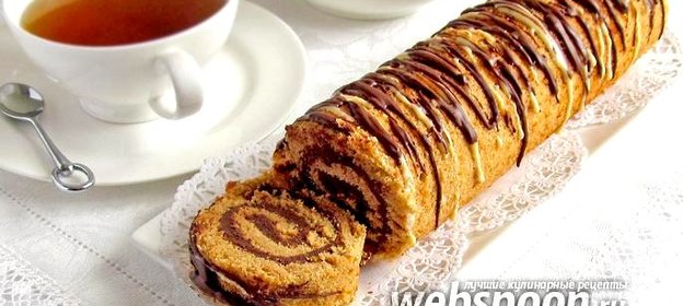 Медовый рулет с шоколадной пастой