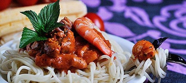 Спагетти с морепродуктами