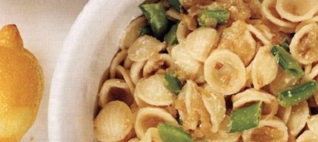 Макароны ракушки с рикоттой и зеленым горошком