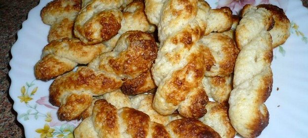 Творожное печенье косичка