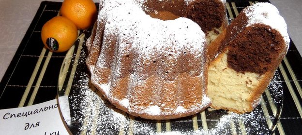 Кекс двухцветный с мандаринами