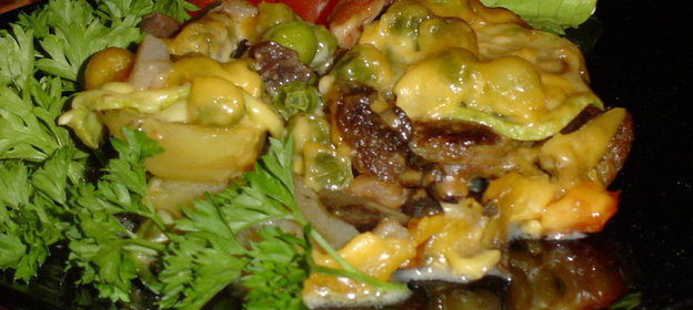 Запеканка слоеная, с телятиной