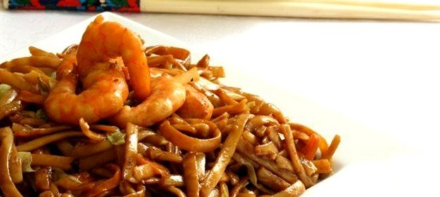 Лапша с креветками