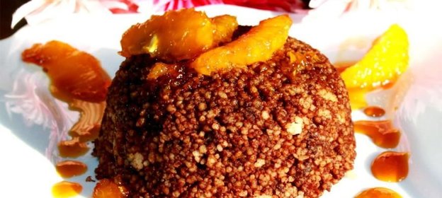 Шоколадный кускус с карамелизованными апельсинами