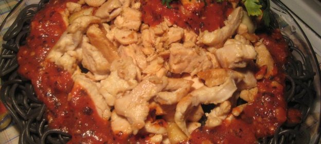 Спагетти с Сёмгой и Курицей + соус