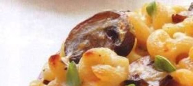 Макароны, запеченные с жареными грибами