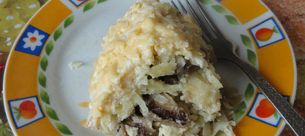 Картофельная запеканка с грибами в мультиварке Supra