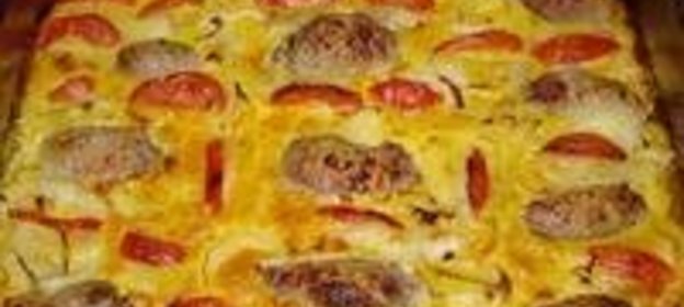 Запеканка с мясными рулетами