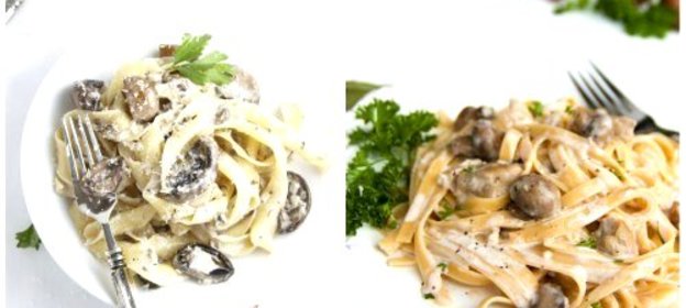 Сливочная паста с консервированными шампиньонами