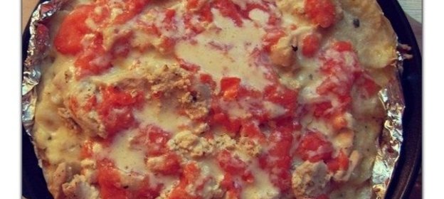 Картофельная запеканка с сыром и индейкой в сливочном соусе