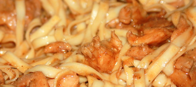 Лапша удон с уткой и соусом терияки