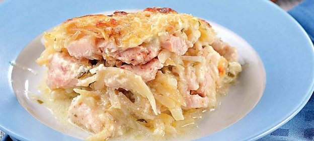 Слоеная запеканка из корневого сельдерея с курицей