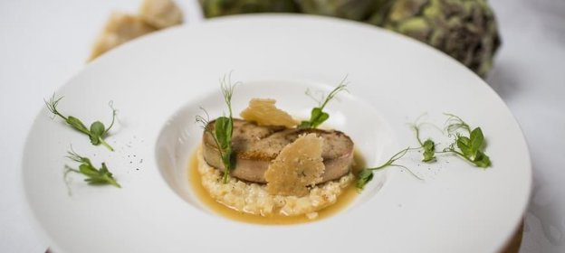 Ризотто из сельдерея с утиной фуа-гра и бульоном