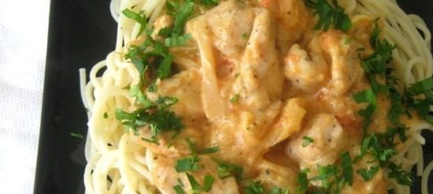 Спагетти с куриным филе