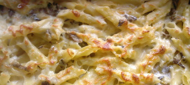 Паста аль форно(запеканка из макарон с грибами)