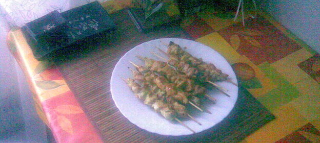 Куриные шашлычки с овощами