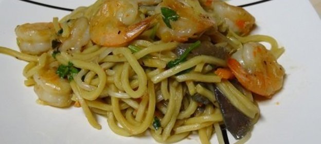 Лапша с Креветками, Имбирем и Соевым Соусом ! ! !