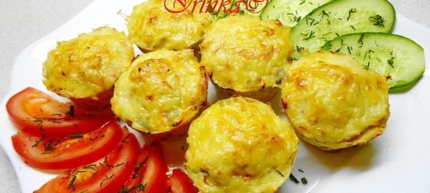 Мини-запеканки из куриного филе с творогом