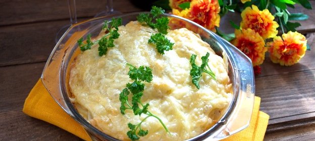 Запеканка с колбаской и сыром