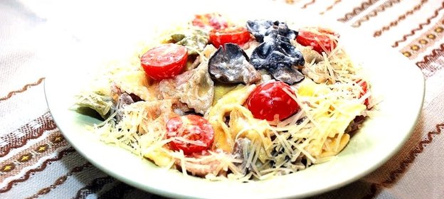 Паста с вешенками