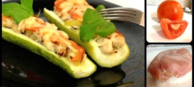 Запеченные кабачки с куриным филе