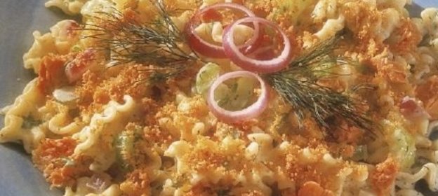 Макароны, запеченные с лососем