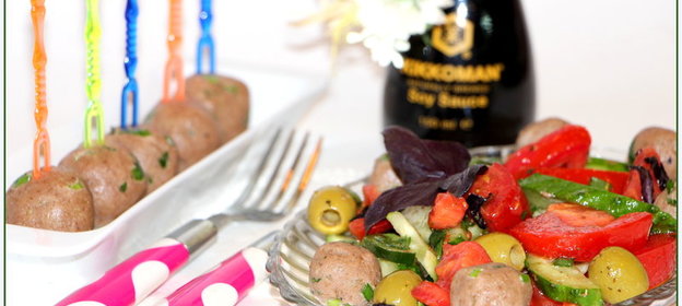 Овощной салат с ореховыми фрикадельками