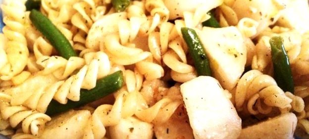 Макароны с жареным редисом