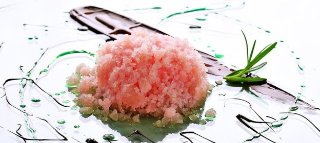 Граните из красного грейпфрута с розмариновым медом и шоколадом